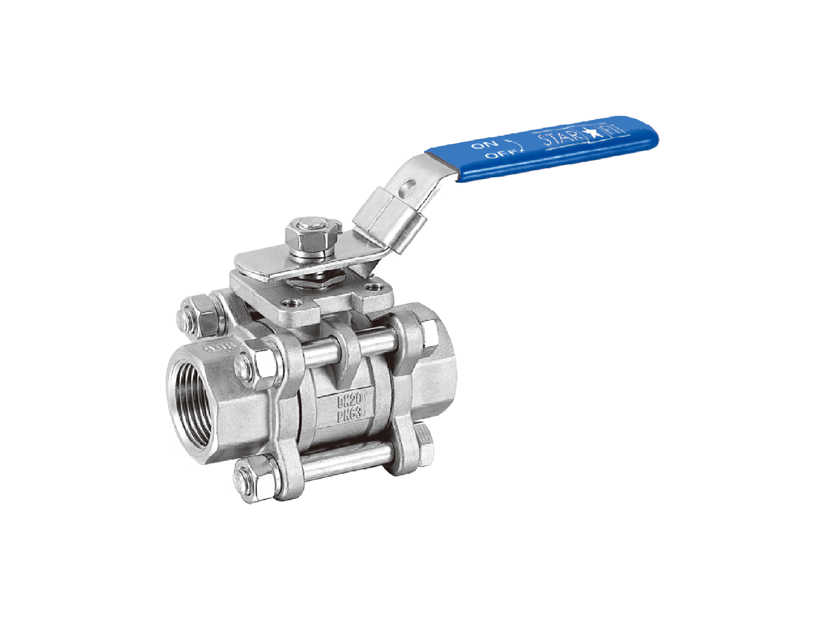 Stainless Steel 3-Piece Ball Valve with Lever Handle